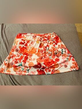 Floral Print Orange & Cream Women’s Skirt